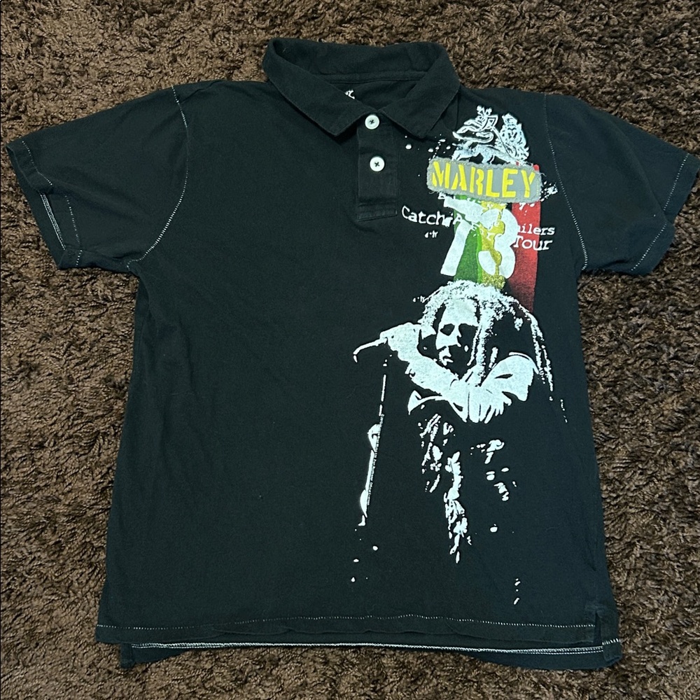 Bob Marley Collar Shirt. 
Catch A Fire brand